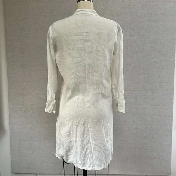 Marks & Spencers White Linen Long Shirt - 10 (M) - Picture 4 of 7